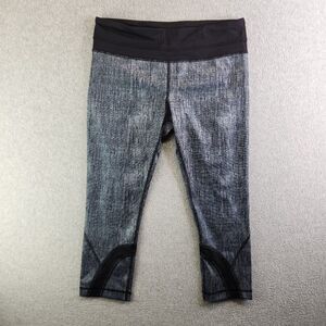 Lululemon Leggings Womens 8 Run Inspire Crop II Burlap Texture Black Dune W6B705